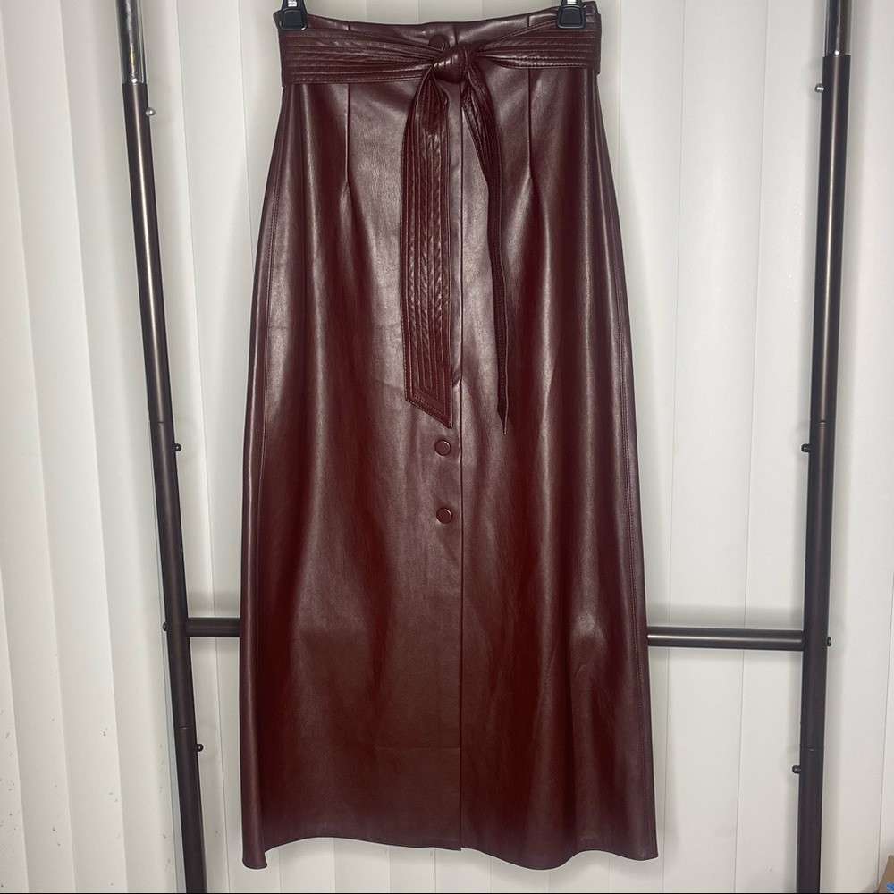 NWT Zara Faux Leather A-Line Midi Skirt